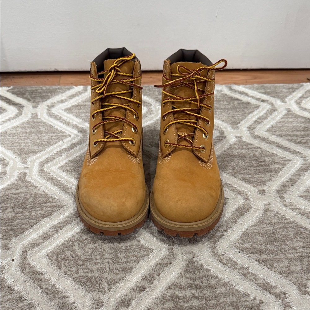 Timberland 6” Premium Waterproof Wheat Nubuck Boots/Little Boy/ Size 2